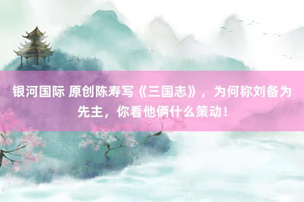 银河国际 原创陈寿写《三国志》，为何称刘备为先主，你看他俩什么策动！