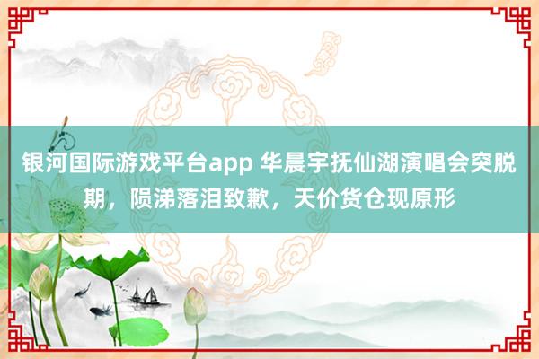 银河国际游戏平台app 华晨宇抚仙湖演唱会突脱期，陨涕落泪致歉，天价货仓现原形