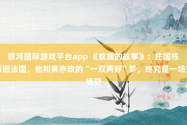 银河国际游戏平台app 《玫瑰的故事》：庄国栋再回法国，他和黄亦玫的“一双两好”梦，终究是一场空